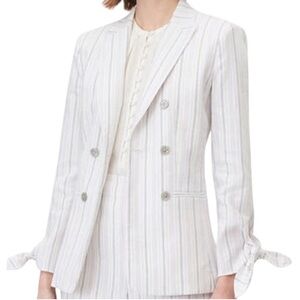 Rebecca Taylor White and Gray Striped Blazer